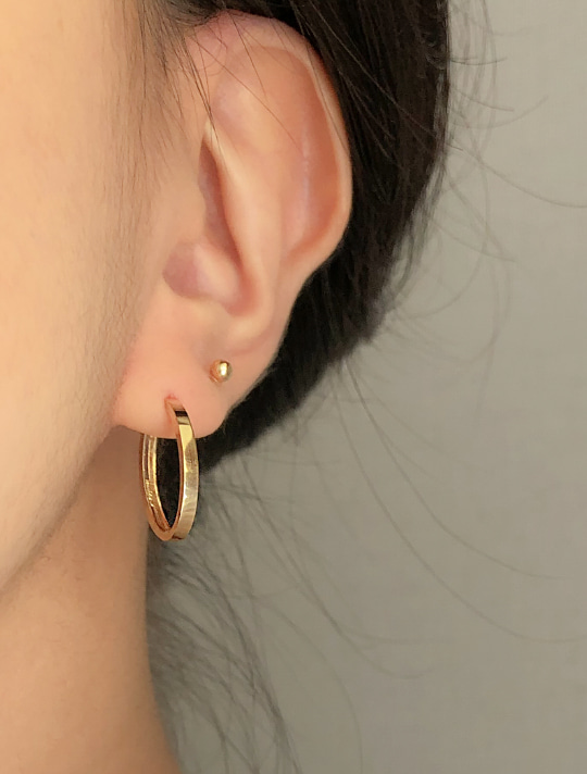 [14k gold] 플랫 오벌 귀걸이