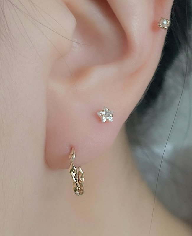 [14k gold] 웨이브 원터치 귀걸이(2color)